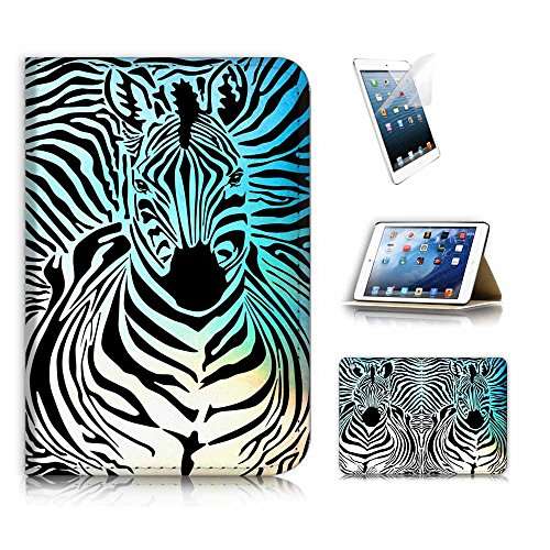 ( For iPad Mini Gen 4) Flip Case Cover and Screen Protector Bundle A20124 Zebra