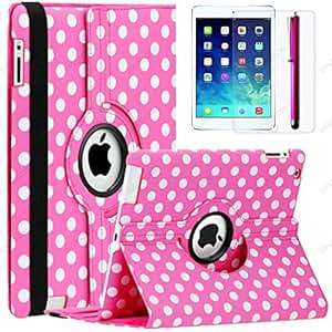 iPad 2/iPad 3/iPad 4 Polka Dots 360 Rotating Case Baby Pink (Baby Pink)