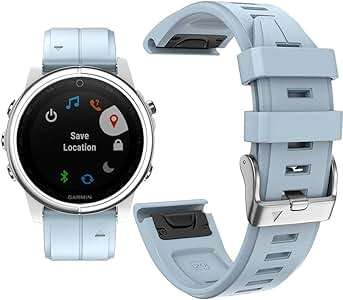 YOOSIDE Compatible Garmin Fenix 5s Watch Strap 20mm Width Quick Fit Soft Silicone spor (Light Blue)