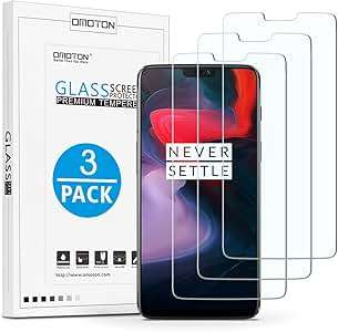 OMOTON 3 Pack Compatible OnePlus 6 Tempered Glass Screen Protector 2.5D Round Edge 9H Har