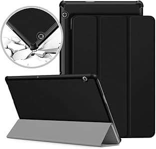 VAGHVEO Huawei MediaPad T5 10 Case Premium Slim lightweight Shell PU Leather Protective Cov (Black)