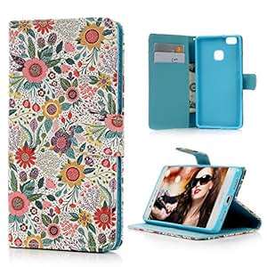 Huawei P9 Lite Leather Wallet Case Cover,PU Flip Stand Case for P9 Lite,Inlaid Inner Soft Gel TPU C