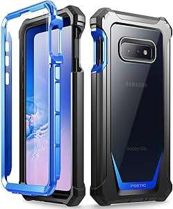 POETIC Galaxy S10e Rugged Clear Case Full-Body Hybrid Bumper Cover Support Wireless Charging (Blue)