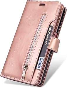 ZCDAYE Samsung Galaxy A50 Zipper Wallet Case Premium Magnetic Multi (Samsung Galaxy A50)(Rose Gold)