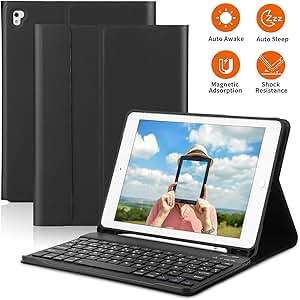 PEMOTech Keyboard Case Compatible iPad 9.7 2018 6th Gen/2017 5th GeniPad Pro 9.7 (A-Black)