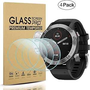 Diruite 4-Pack Garmin Fenix 6/Fenix 6 pro/Fenix 6 sapphire Screen Protector Tempered Glass for