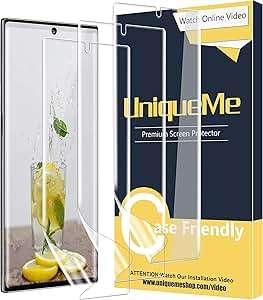 UniqueMe 3 pack Screen Protector Samsung Galaxy Note 10 Plus/10 Waterless Installation Fingerp