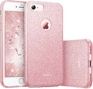 ESR Glitter Case iPhone 8/7 Case Bling Sparkle Designer Case Shining Fashion Style f (Rose Gold)