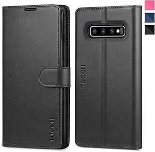 TUCCH Galaxy S10 Case S10 Wallet Case Galaxy S10 PU Leather Case RFID Blocking Magnetic (Black)