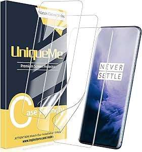 UniqueMe 3 Pack Screen Protector Oneplus 7T Pro Screen Protector No-Bubble High Definition Clea