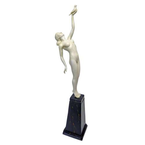 Design Toscano Message of Love Art Deco Bonded Marble Resin Statue, Two Tone Stone