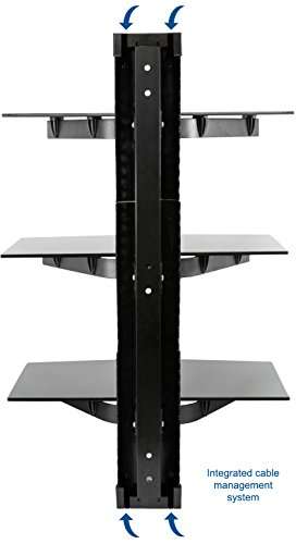 VIVO Floating Wall Mount Tempered Triple Glass Shelf for DVD Player, Audio, Gaming Systems, Streami