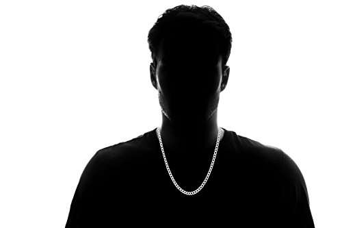 Men's 4mm Solid Sterling Silver .925 Curb Link Chain Necklace, Made in Italy (22 Inches)