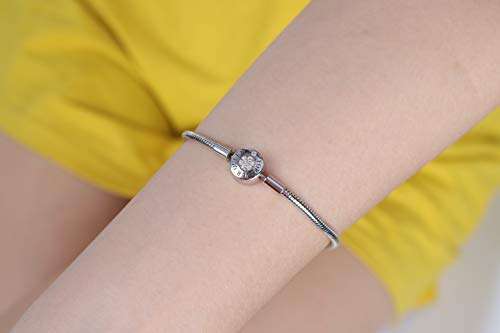 Charm Bracelet fit Pandora Charms, 925 Sterling Silver Basic Snake Chain Bracelet for Wo..