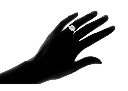 PORI JEWELERS .925 Sterling Silver Cushion Cut Halo Solitaire Engagement Ring- 2.45 Cttw cubic zirc
