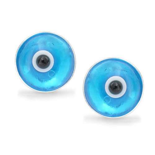 Blue Nazar Evil Eye Stud earrings Murano Glass 925 Sterling silver 9mm