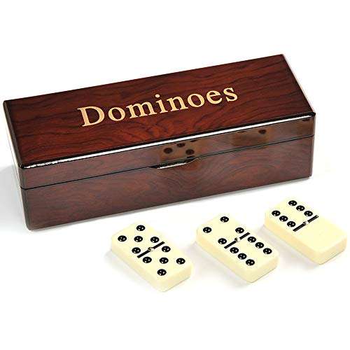 MINGXUN Double 6 Dominoes Gift Set 28 Tiles with Spinner in Wooden Box...