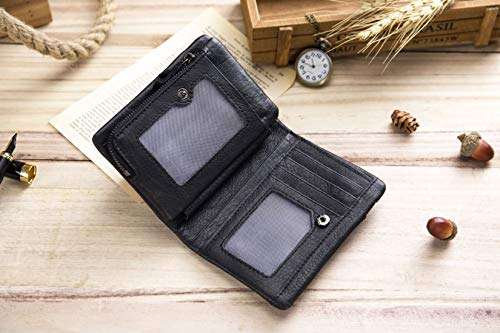 BULLCAPTAIN Leather Wallet Zipper Men Wallet, Mens RFID Antimagnetic Genuine Leather 11 Card ..