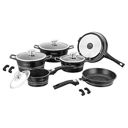 Royalty Line - 14 Pieces Non-Stick Marble Coating Cookware Set - Black (READ THE DESCRIPTION)