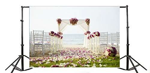 Leowefowa 7X5FT Wedding Ceremony Backdrop Seaside Sand Beach Backdrops for Photography Falling Flow