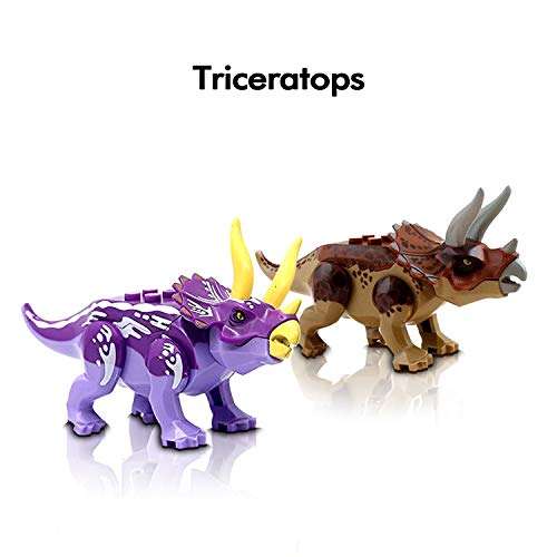 10 Pcs Dinosaur Building Blocks Action Figures Toy Set - Chimpy - Dino Stackable Figures Lot, for B