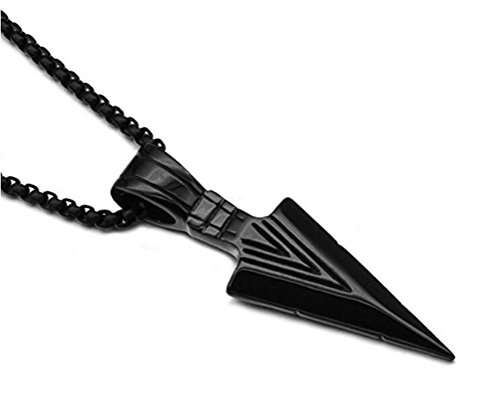 Pauro Men's Stainless Steel Jewelry Spear Point Arrowhead Pendant Necklace