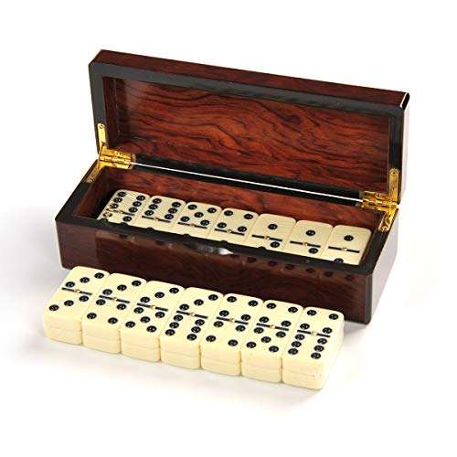 MINGXUN Double 6 Dominoes Gift Set 28 Tiles with Spinner in Wooden Box...