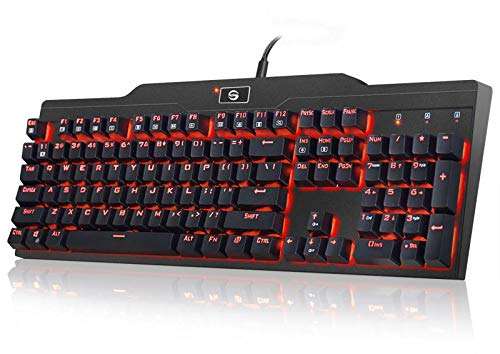 Mechanical Keyboard, UtechSmart Mercury LED Backlit Full Size 2.4 GHz Wireless/USB Wired Dual..