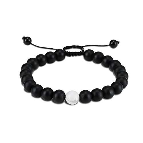 Distance Bracelet Enjoit Black Matte Agate & White Howlite Energy Stone Beads Bracelet Set Couple J
