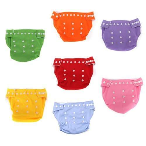 Easyflower 7pcs Adjustable Baby Soft Cloth Diaper Nappy Toddler Dry Cloth Diaper Set(Random C..