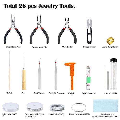 PP OPOUNT 1290 Pieces Jewelry Beading Making Kit Includes Beads, String, Charms, Finding..