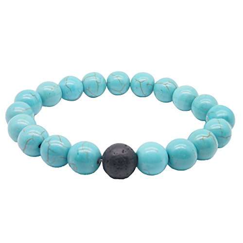 BEDERO Men's Bead Distance Bracelet, Volcano Lava Turquoise Couples Lover Relationship Bracelets