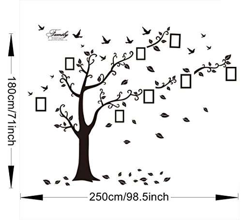 Large Family Tree Wall Decal. Peel & stick vinyl sheet, easy to install & apply history decor mural
