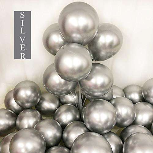 Metallic Chrome Silver Latex Balloons/ Metallic Silver Balloon/ Silver Balloons/ Pack of 50pcs