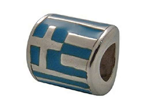 Zable Greece Enamel Flag Pandora Compatible Bead / Charm