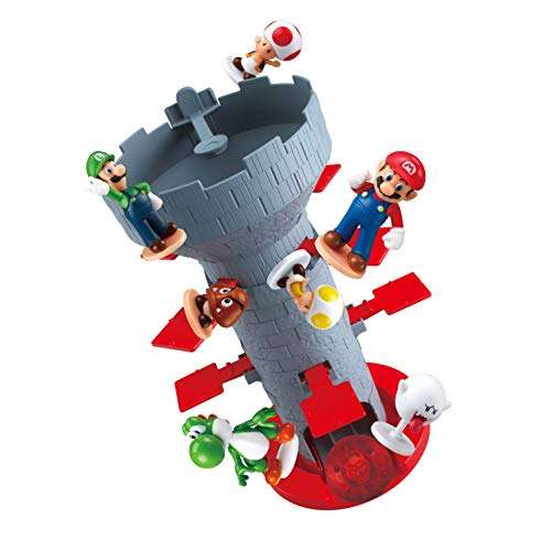 Epoch Games Super Mario Blow Up! Shaky Tower Balancing Game, Tabletop Skill and Action Game with ...