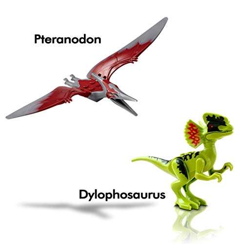 10 Pcs Dinosaur Building Blocks Action Figures Toy Set - Chimpy - Dino Stackable Figures Lot, for B