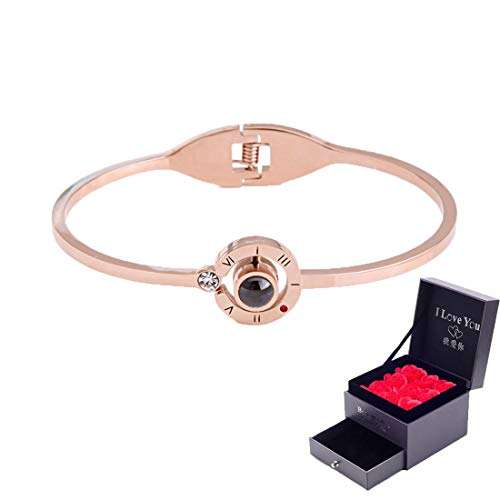 Feili Love Memory Bracelet for Love Projection I Love You Jewelry in 100 Languages Men's..