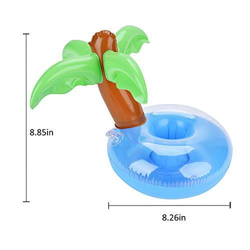Outgeek Floating Drink Holders, 12 Pcs Inflatable Palm Tree Drink Holders Flamingos Flamingo Drink