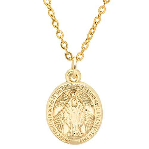 Pori Jewelers 14K Solid Yellow Gold Religious Medallion Pendants in 14K Gold Diamond Cu...