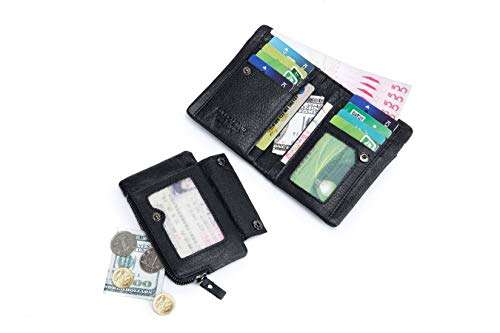 BULLCAPTAIN Leather Wallet Zipper Men Wallet, Mens RFID Antimagnetic Genuine Leather 11 Card ..