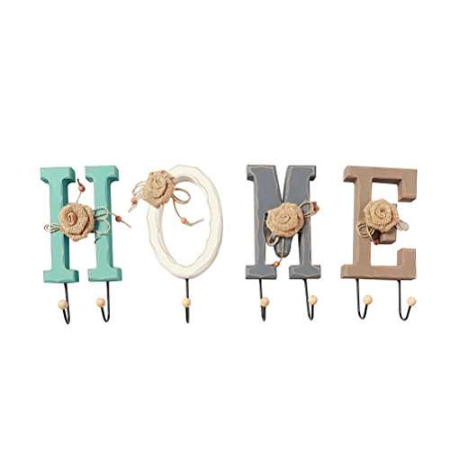 Healifty English HOME Letters Coat Hat Hooks Vintage Wooden Letters Home Decor Wall Furnishin..