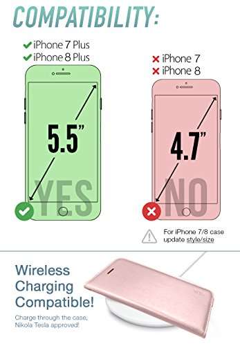 Silk iPhone 7 Plus/8 Plus Wallet Case - FOLIO WALLET Synthetic Leather Portfolio Flip Card Cover wi