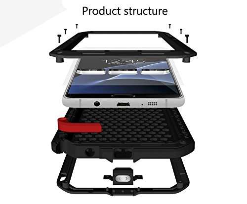 Galaxy S7 Case,bpowe Love Mei sturdy case Gorilla Glass Luxury Aluminum Alloy Protective Metal Wate
