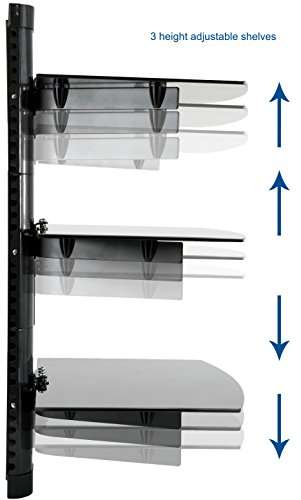 VIVO Floating Wall Mount Tempered Triple Glass Shelf for DVD Player, Audio, Gaming Systems, Streami