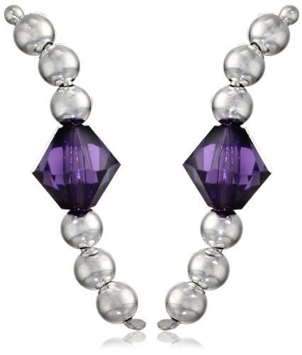 The Ear Pin "Swarovski Elements" Swarovski Crystal Simulated Amethyst Sterling Silver ..