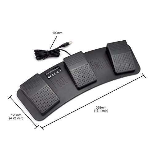 iKKEGOL PC USB Triple Foot Switch Keyboard Mouse Control Action 3 Three Pedal HID for Game PC..