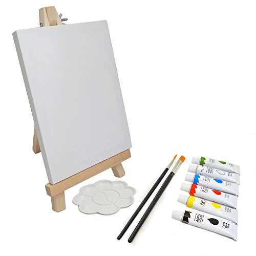 Kubesa Art Supply 11-piece Table Easel with Acrylic Painting Set