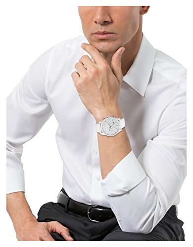 A|X Armani Exchange Men's Silvertone White Nylon With Silicone Straps Watch