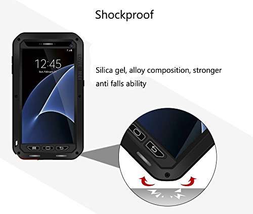 Galaxy S7 Case,bpowe Love Mei sturdy case Gorilla Glass Luxury Aluminum Alloy Protective Metal Wate